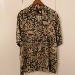 Bullock & Jones tropical sports shirt 100% silk L